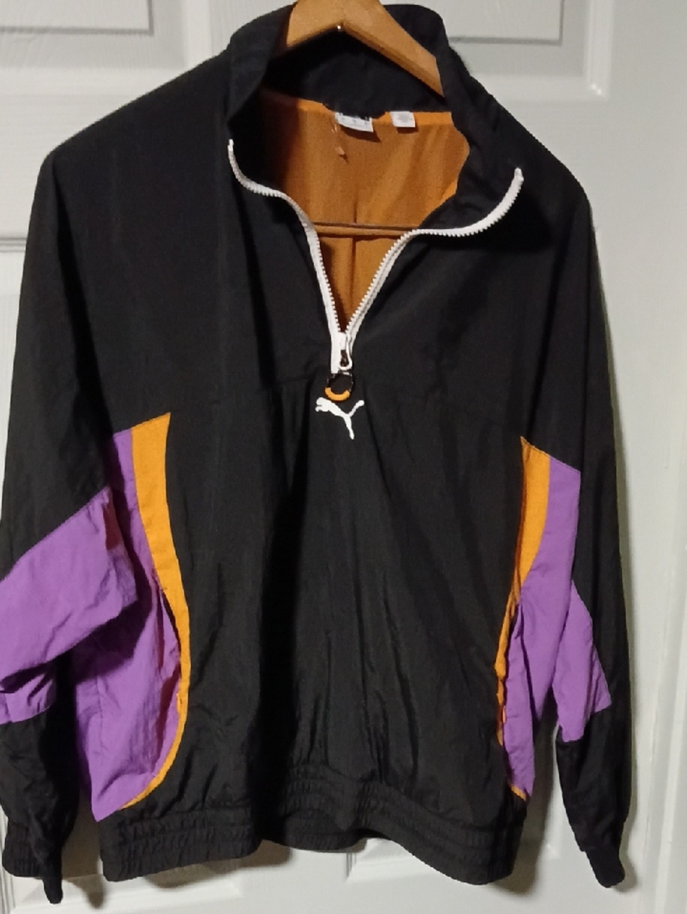 Puma Black Windbreaker Jacket with Purple and Orange Accents